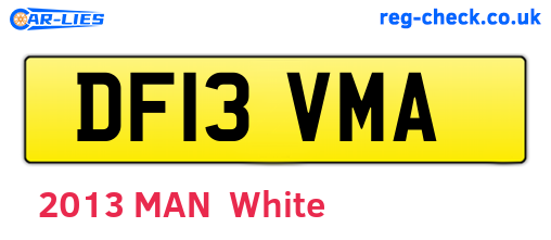 DF13VMA are the vehicle registration plates.