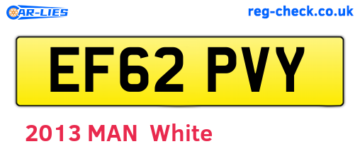EF62PVY are the vehicle registration plates.