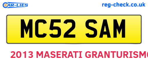 MC52SAM are the vehicle registration plates.