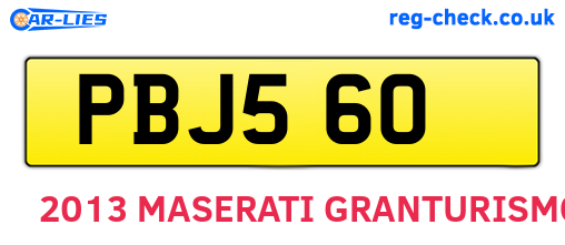 PBJ560 are the vehicle registration plates.