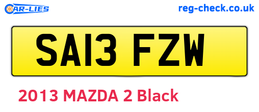 SA13FZW are the vehicle registration plates.