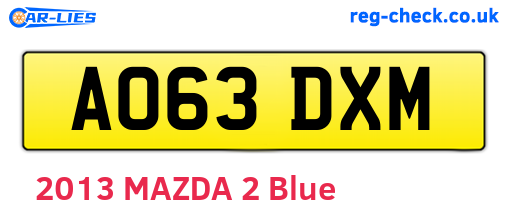 AO63DXM are the vehicle registration plates.