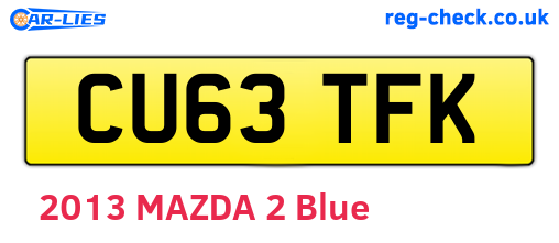 CU63TFK are the vehicle registration plates.