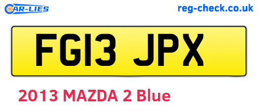 FG13JPX are the vehicle registration plates.