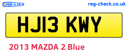 HJ13KWY are the vehicle registration plates.