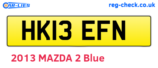 HK13EFN are the vehicle registration plates.