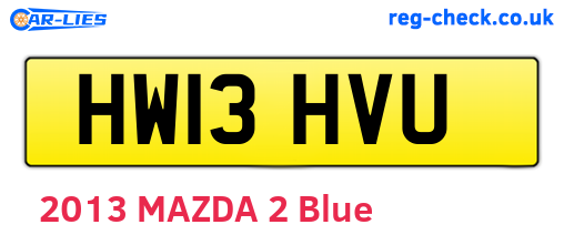 HW13HVU are the vehicle registration plates.