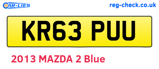 KR63PUU are the vehicle registration plates.