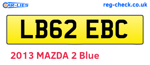 LB62EBC are the vehicle registration plates.