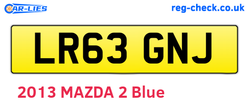 LR63GNJ are the vehicle registration plates.