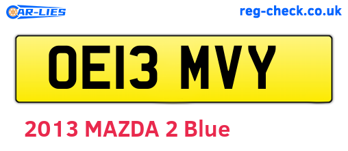 OE13MVY are the vehicle registration plates.