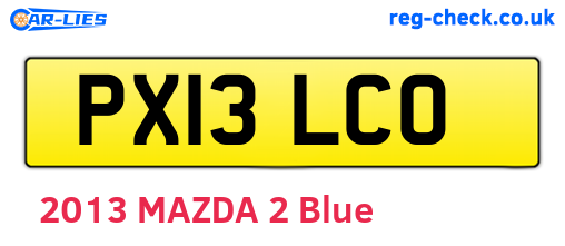 PX13LCO are the vehicle registration plates.