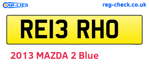 RE13RHO are the vehicle registration plates.