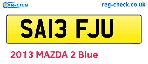 SA13FJU are the vehicle registration plates.