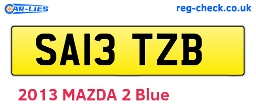 SA13TZB are the vehicle registration plates.