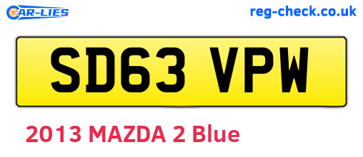 SD63VPW are the vehicle registration plates.