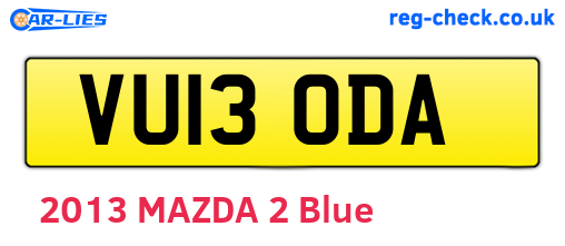 VU13ODA are the vehicle registration plates.