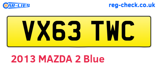 VX63TWC are the vehicle registration plates.
