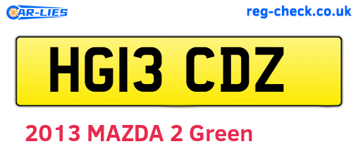 HG13CDZ are the vehicle registration plates.