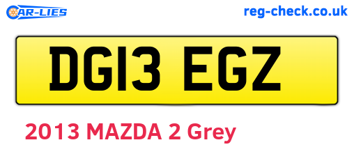 DG13EGZ are the vehicle registration plates.