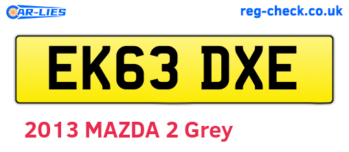 EK63DXE are the vehicle registration plates.