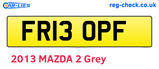 FR13OPF are the vehicle registration plates.
