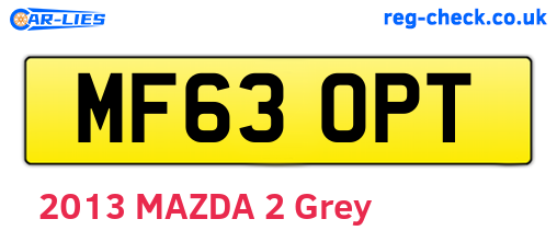 MF63OPT are the vehicle registration plates.