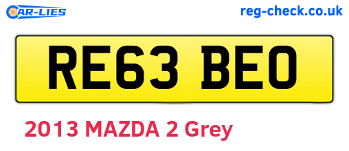 RE63BEO are the vehicle registration plates.