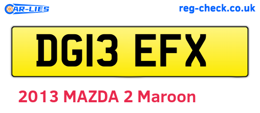DG13EFX are the vehicle registration plates.