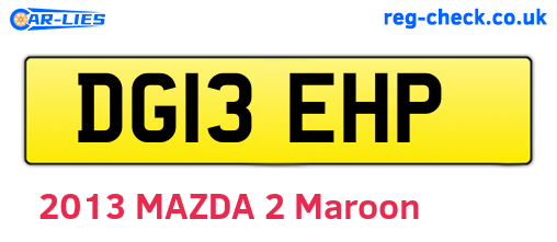 DG13EHP are the vehicle registration plates.