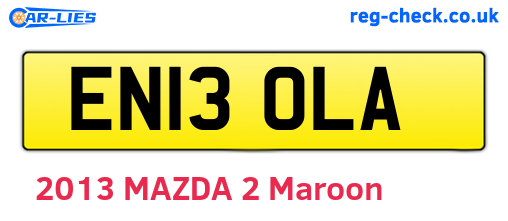 EN13OLA are the vehicle registration plates.