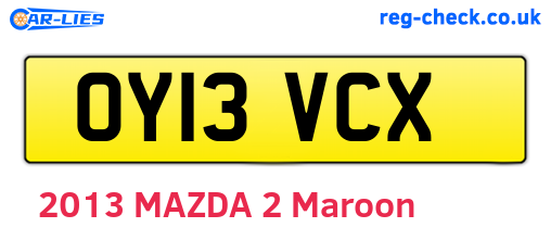 OY13VCX are the vehicle registration plates.
