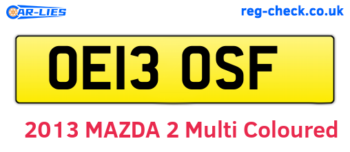OE13OSF are the vehicle registration plates.