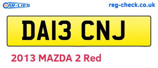 DA13CNJ are the vehicle registration plates.