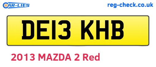 DE13KHB are the vehicle registration plates.
