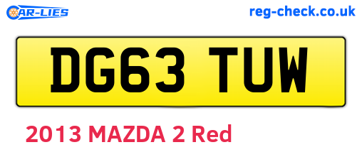 DG63TUW are the vehicle registration plates.