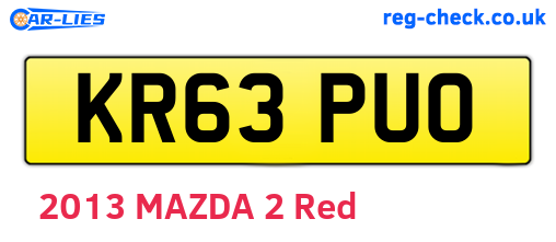 KR63PUO are the vehicle registration plates.