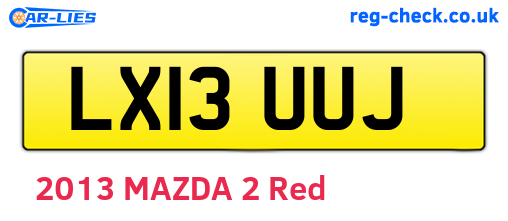 LX13UUJ are the vehicle registration plates.