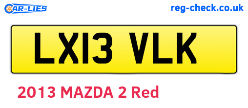 LX13VLK are the vehicle registration plates.
