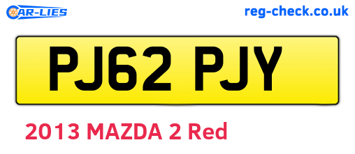 PJ62PJY are the vehicle registration plates.