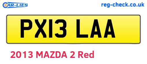 PX13LAA are the vehicle registration plates.