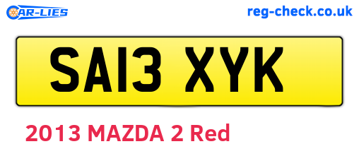 SA13XYK are the vehicle registration plates.