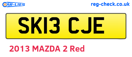 SK13CJE are the vehicle registration plates.