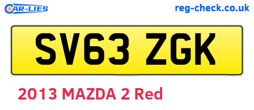 SV63ZGK are the vehicle registration plates.