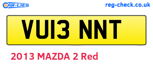 VU13NNT are the vehicle registration plates.