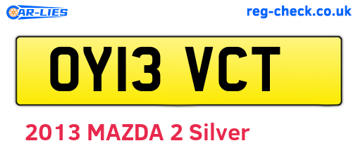 OY13VCT are the vehicle registration plates.