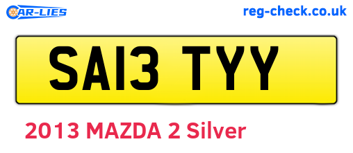 SA13TYY are the vehicle registration plates.