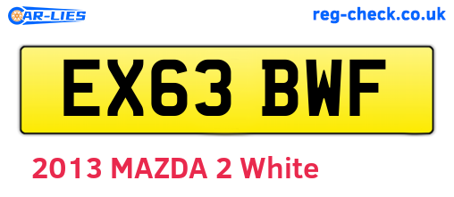 EX63BWF are the vehicle registration plates.