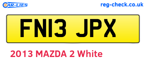 FN13JPX are the vehicle registration plates.