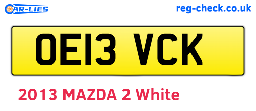 OE13VCK are the vehicle registration plates.